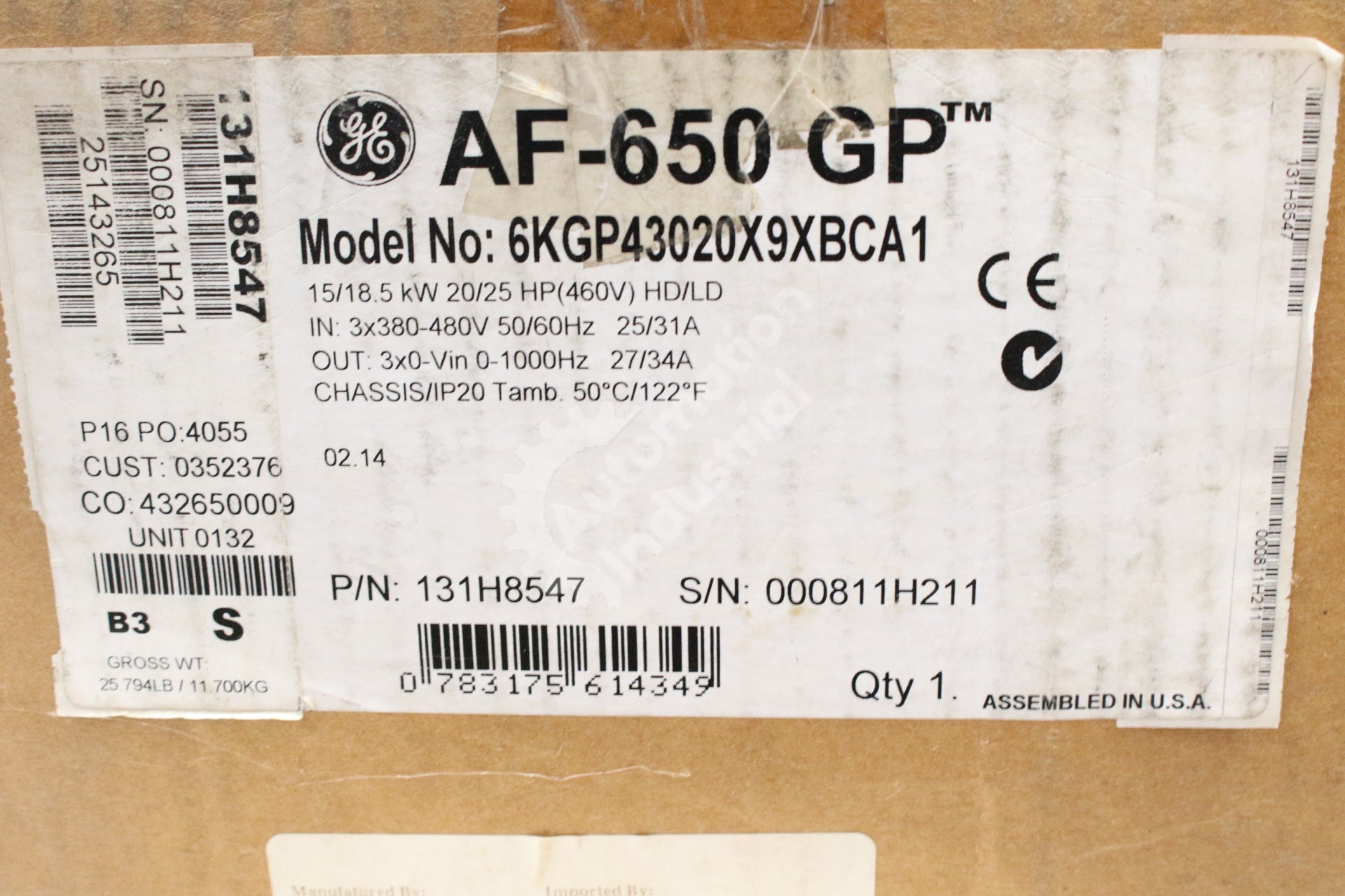 General Electric 6KGP43020X9XBCA1 131H8547 GP Drive