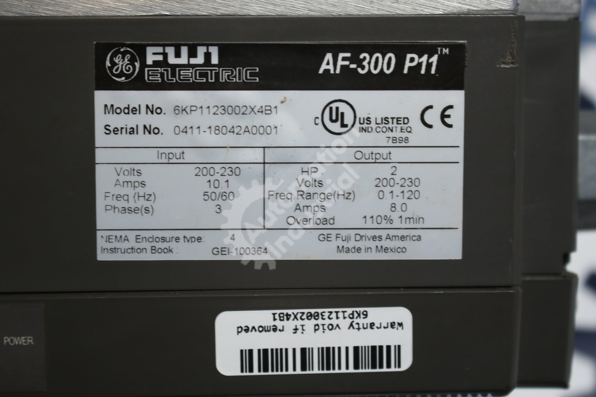 General Electric GE Fuji 6KP1123002X4B1 2HP Drive