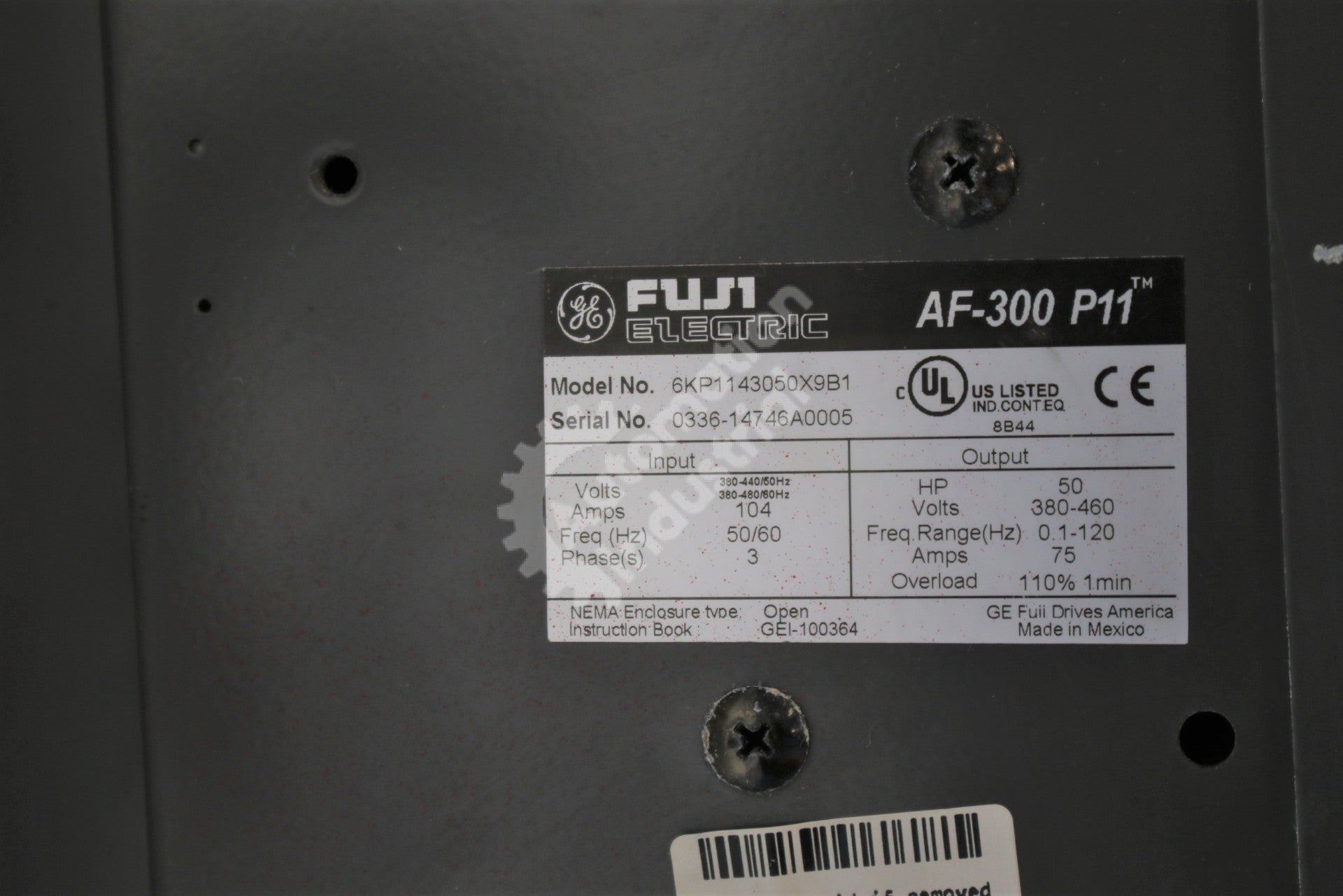 General Electric GE Fuji 6KP1143050X9B1 50HP 3 Phase 460 VAC