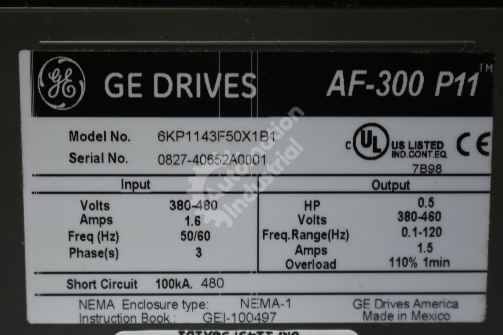 General Electric GE Fuji 6KP1143F50X1B1 .5HP Drive NEW