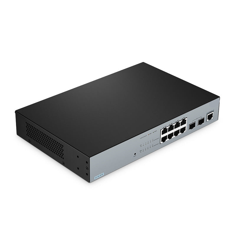 FS-S3150-8T2F, 8-Port Gigabit Ethernet L2+ Switch, 8 x Gigabit RJ45, with 2 x 1Gb SFP, Fanless
