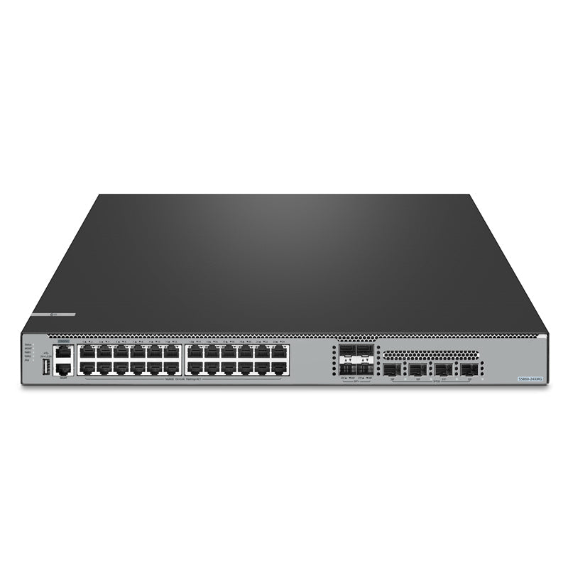 FS-S5860-24XMG, 24-Port Ethernet L3 Switch, 24 x 10GBASE-T/Multi-Gigabit Ports, 4 x 10Gb SFP+, with 4 x 25Gb SFP28 Uplinks, Support Stacking, Broadcom Chip