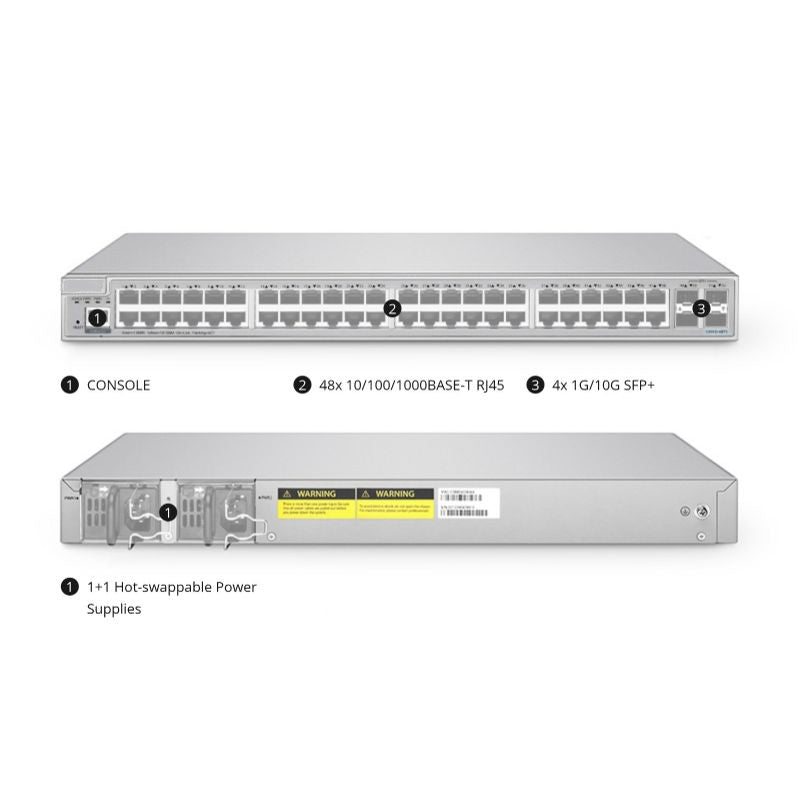 FS-S3910-48TS 48-Port Gigabit Ethernet L2+ Switch, 48 x Gigabit RJ45, with 4 x 10Gb SFP+ Uplinks, Stackable Switch, Broadcom Chip
