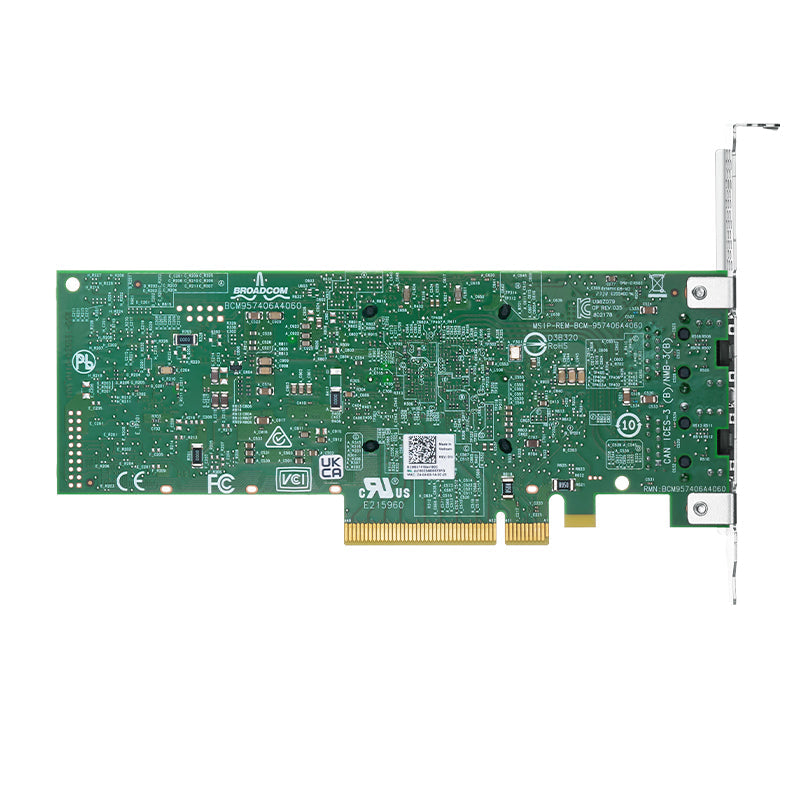 Broadcom® BCM957416A4160C Ethernet Network Interface Card, P210TP 10GbE Dual-port RJ45, PCIe 3.0 x 8, Tall & Short Bracket