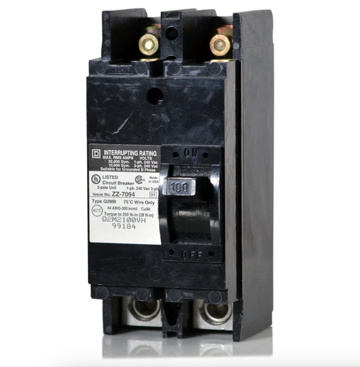 Q2M2100VH | Square D 2-Pole 100A 240VAC Molded Case Circuit Breaker