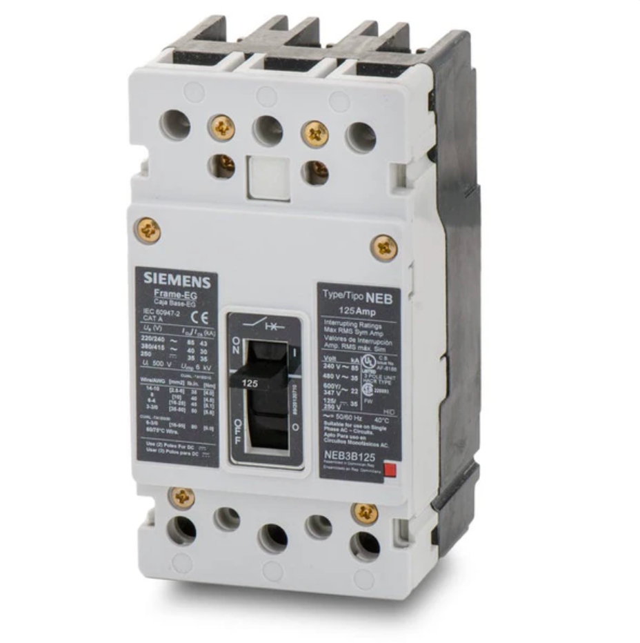Siemens NEB3B125 Molded Case Circuit Breaker 125A 3 Pole 35kA 480VAC EG Frame