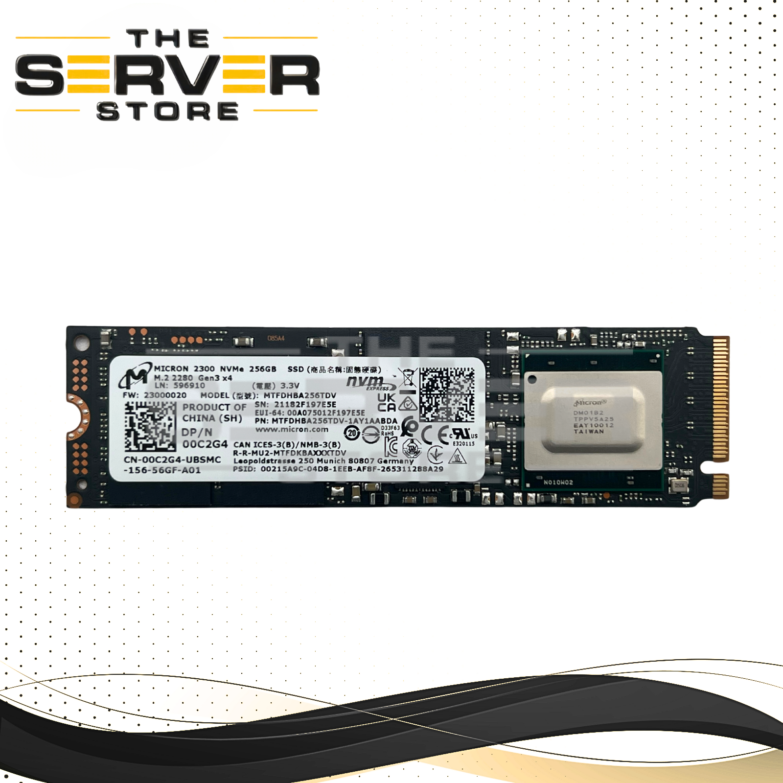 Dell 256GB NVME 2280 M.2 PCIe G3 x4 SSD Micron 2300 MTFDHBA256TDV 00C2G4 0C2G4