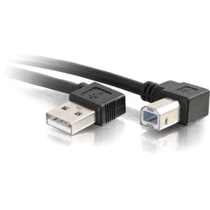 C2G 10ft Right Angle USB A to USB B Cable - USB A to B Cable - USB 2.0 - Black - M/M