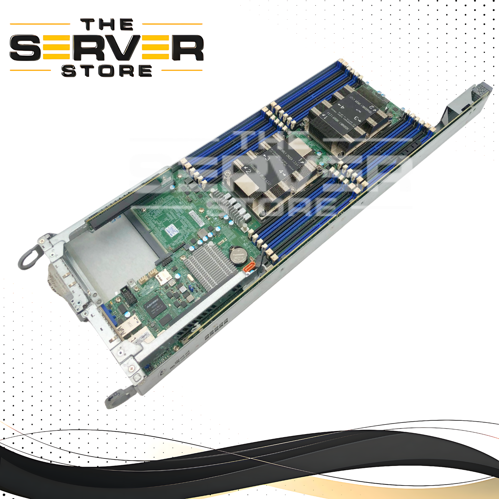 Supermicro X11DPT-B Dual LGA3647 Socket P Motherboard for Xeon Scalable CPUs with Heatsinks (Barebones). Front I/O Board, Riser, Backplane Adapter Included. P/N: X11DPT-B.