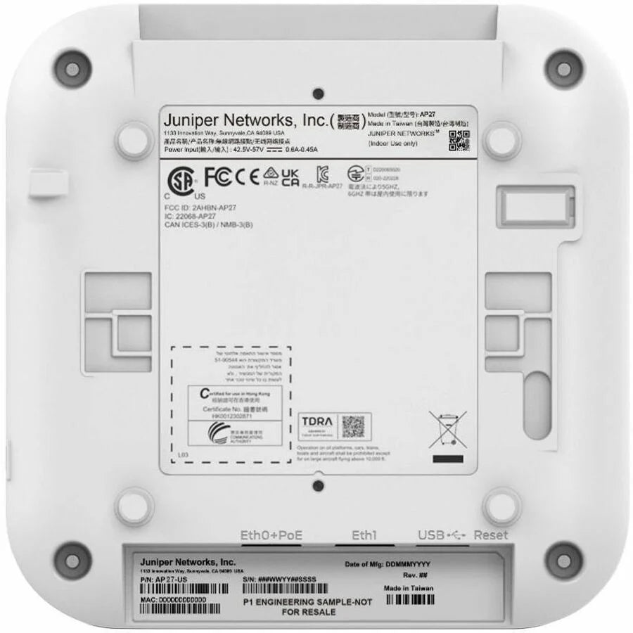 Mist AP27 Tri Band Wi-Fi 7 IEEE 802.11 a/b/g/n/ac/ax/be 9.38 Gbit/s Wireless Access Point - Indoor - Yes
