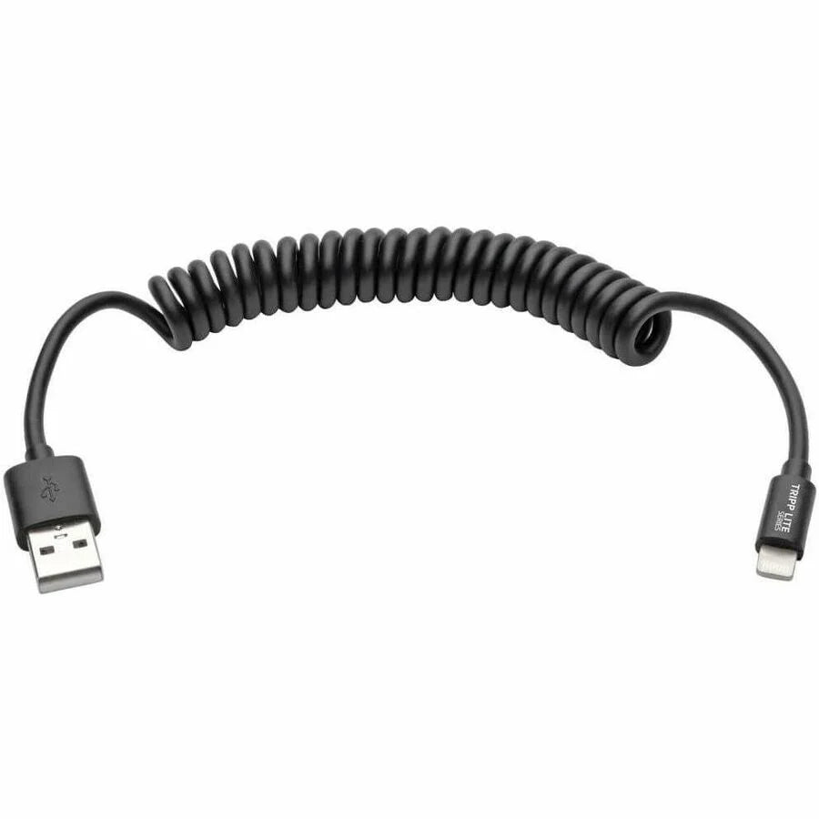 Eaton Tripp Lite Series USB-A to Lightning Sync/Charge Coiled Cable (M/M) - MFi Certified, Black, 4 ft. (1.2 m)