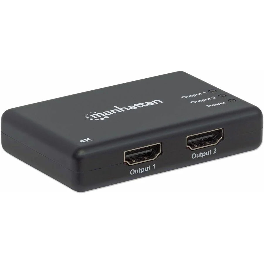HDMI Splitter 2-Port , 4K@30Hz, Displays output from x1 HDMI source to x2 HD displays (same output to both displays), AC Powered (cable 0.9m), Black, Three Year Warranty