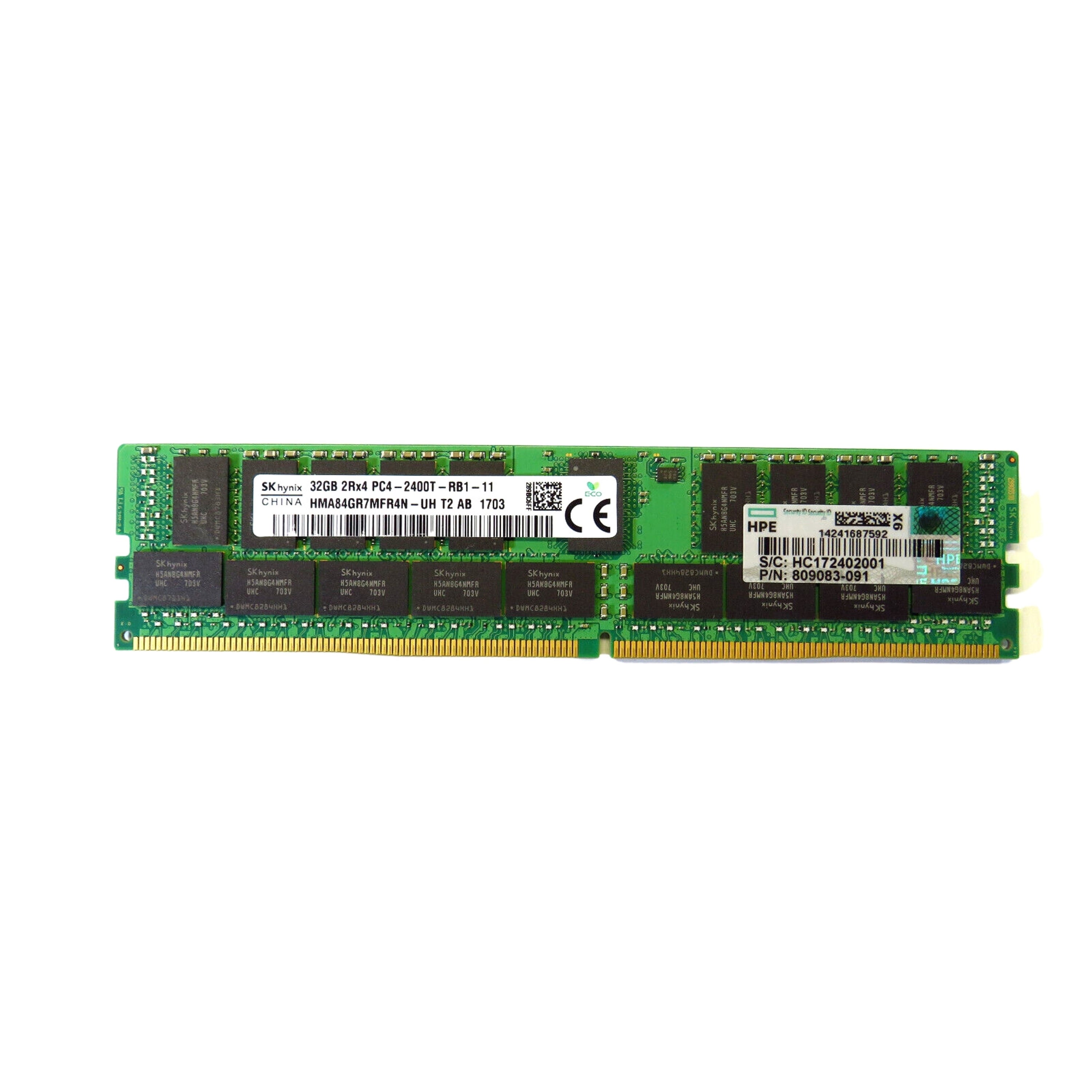 HP 809083-091 32GB 2Rx4 PC4-19200 DDR4 2400MHz RDIMM Server Memory (Refurbished)