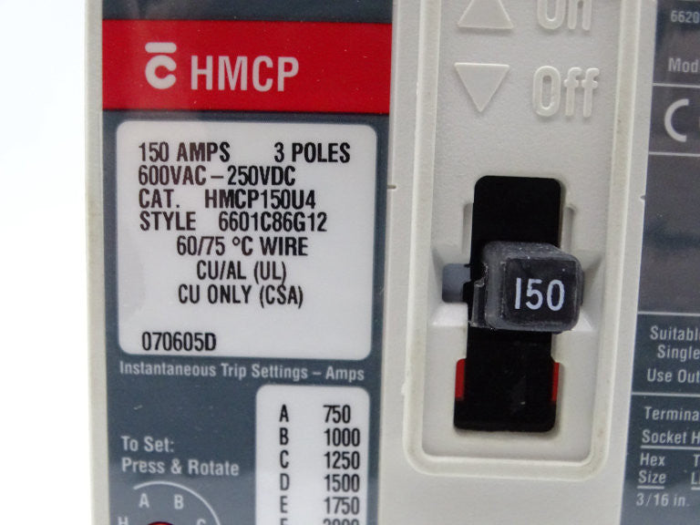 HMCP150U4 | Eaton Series C 150A 3-Pole Motor Circuit Protector Breaker