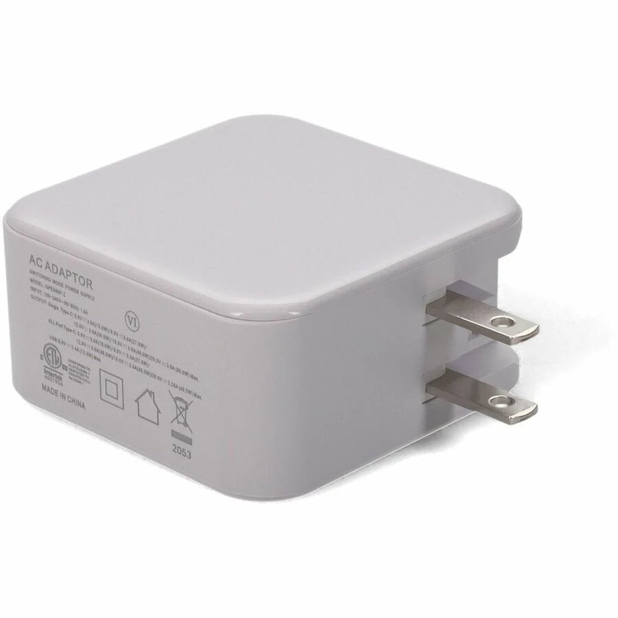 AddOn Wall Plug to USB C 3.1 15V at 3A, or 20V at 3A 60W total for US White