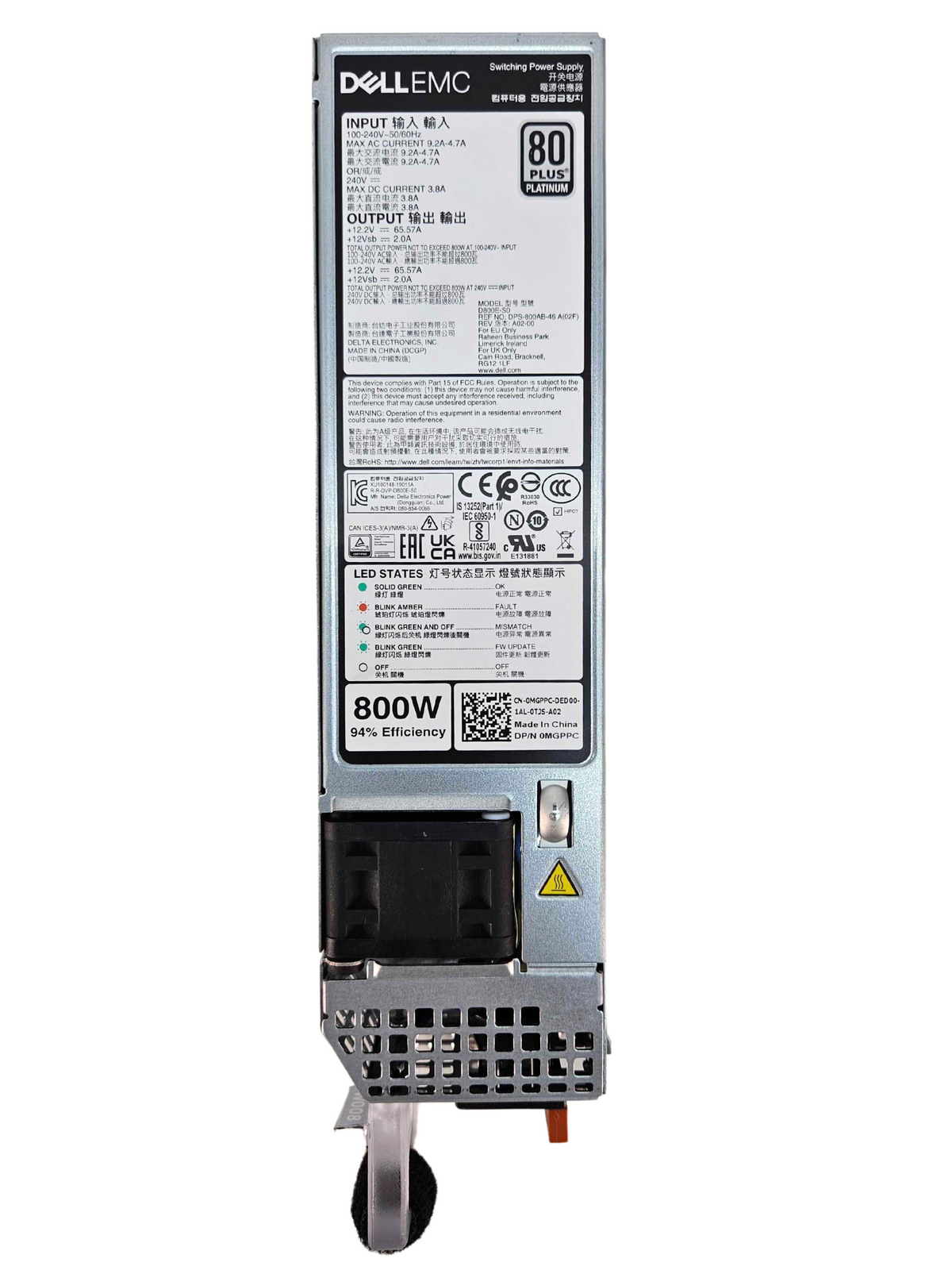 Dell R650/R750/R6525/R7525 800W 80Plus Platinum Power Supply (D800E-S0)