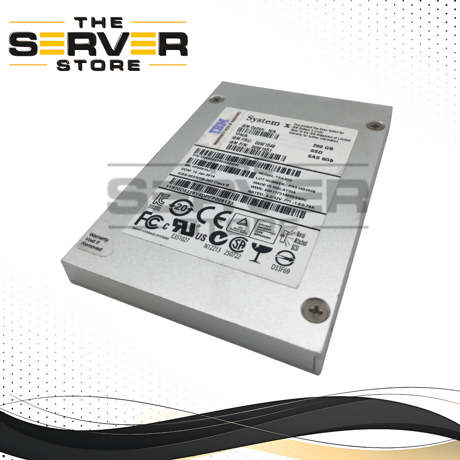 IBM System X 200GB 6Gb/s SAS 2.5" Enterprise SSD TXA2D2 00W1551 00W1548