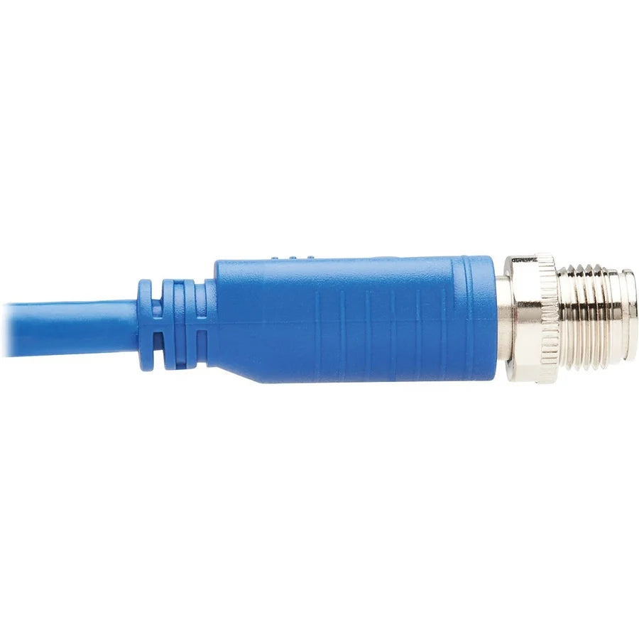 Eaton Tripp Lite Series M12 X-Code Cat6 1G UTP CMR-LP Ethernet Cable (M12 M/RJ45 M), IP68, PoE, Blue, 5 m (16.4 ft.), TAA