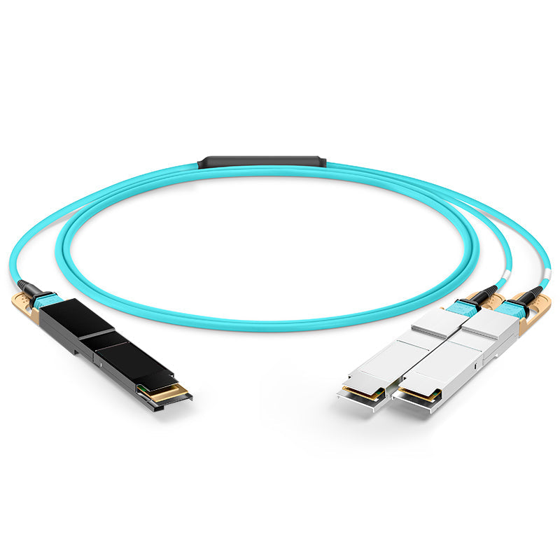 NSComm 400G QSFP56-DD to 2x200G QSFP56 Active Optical Cable, OM3 Multimode, up to 30m