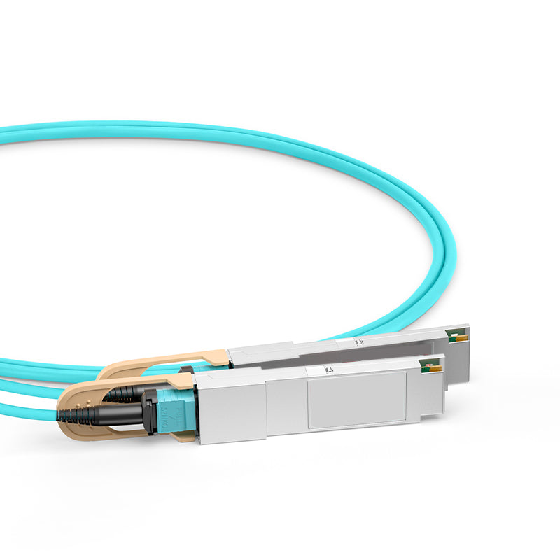 NSComm 400G QSFP56-DD to 2x200G QSFP56 Active Optical Cable, OM3 Multimode, up to 30m