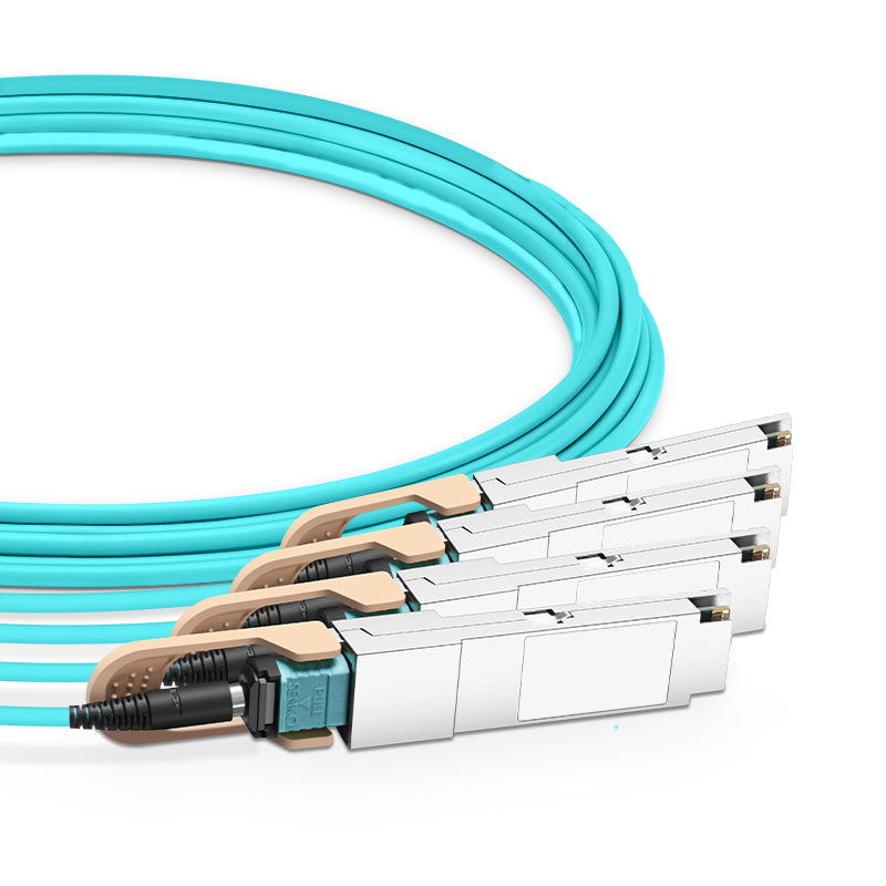 NSComm 400G QSFP56-DD to 4x100G QSFP56 Active Optical Cable, OM3 Multimode, up to 30m