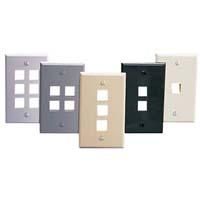 Leviton QuickPort 8 Port Dual Gang Wallplate, Lt Almond