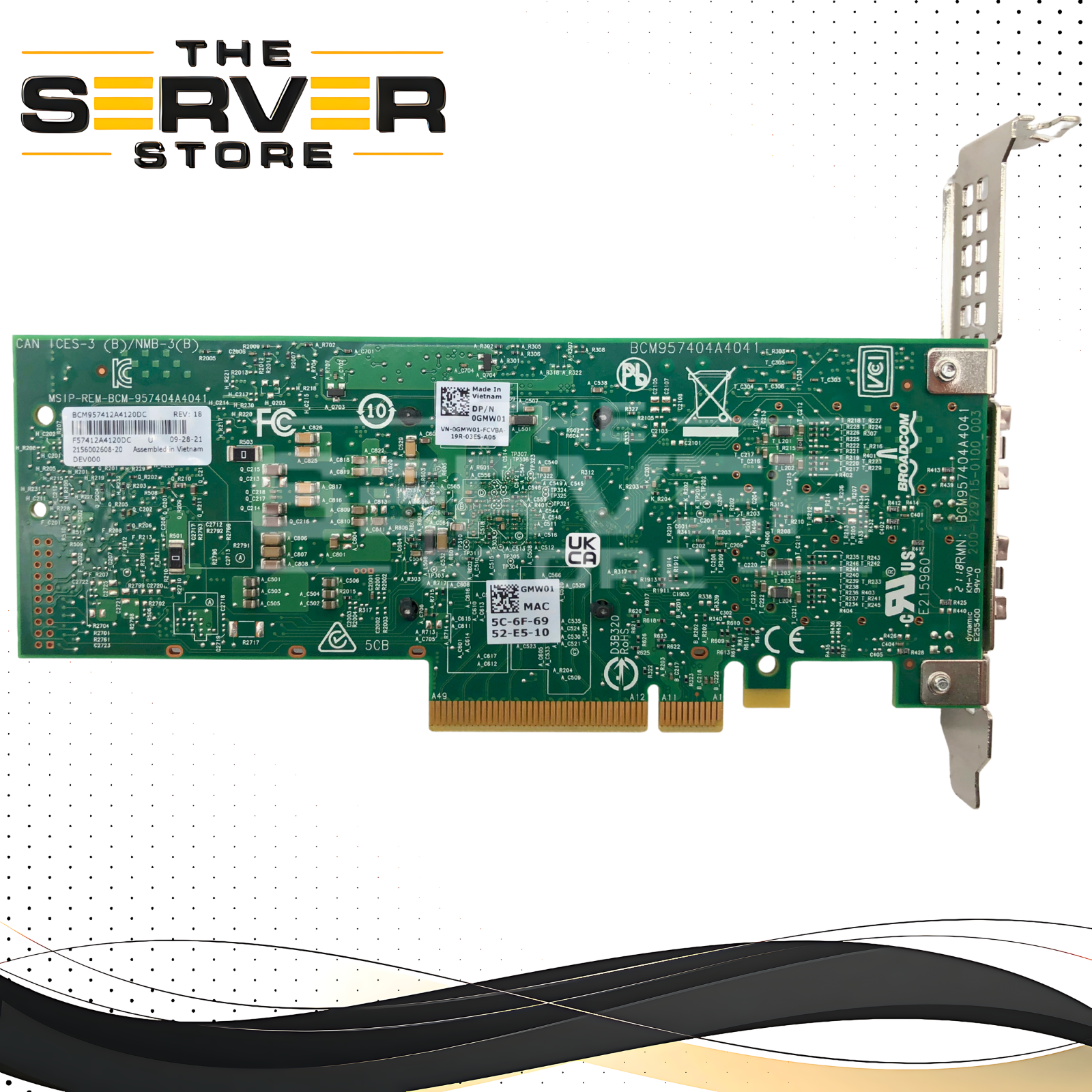 Dell Broadcom 57412 Dual-Port 10GbE SFP+ PCIe Ethernet Network Adapter. High Profile. P/N: GMW01, 0GMW01.