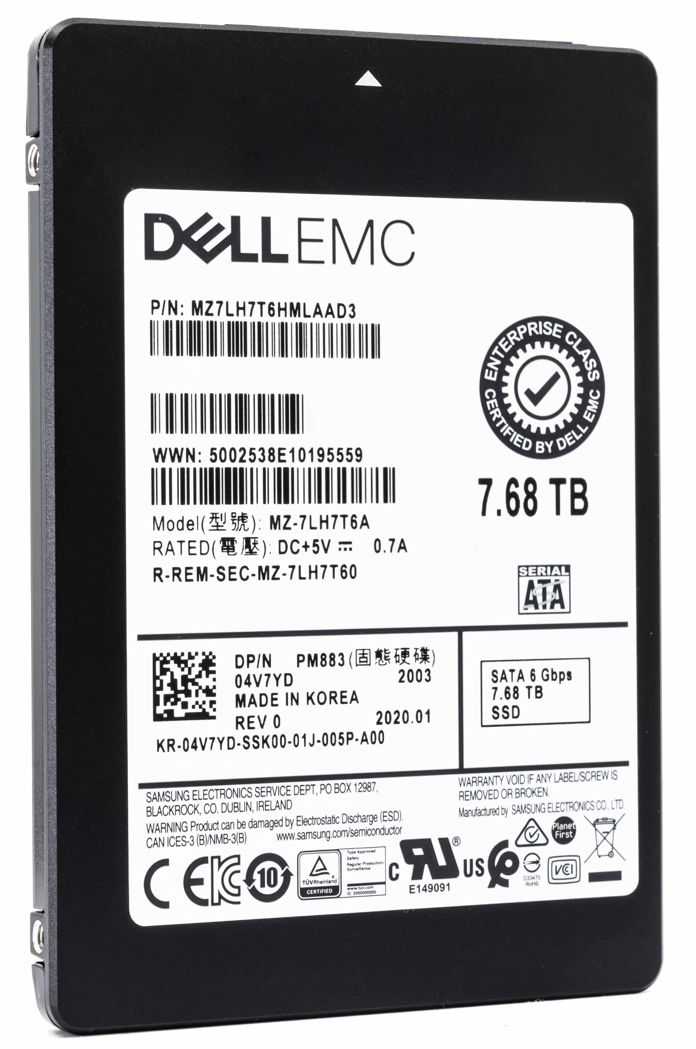 Dell 04V7YD 7.68TB SATA 6Gb/s 2.5" Read Intensive Solid State Drive