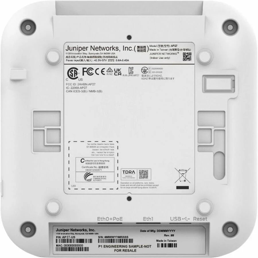 Mist AP27 Tri Band Wi-Fi 7 IEEE 802.11 a/b/g/n/ac/ax/be 9.38 Gbit/s Wireless Access Point - Indoor - Yes
