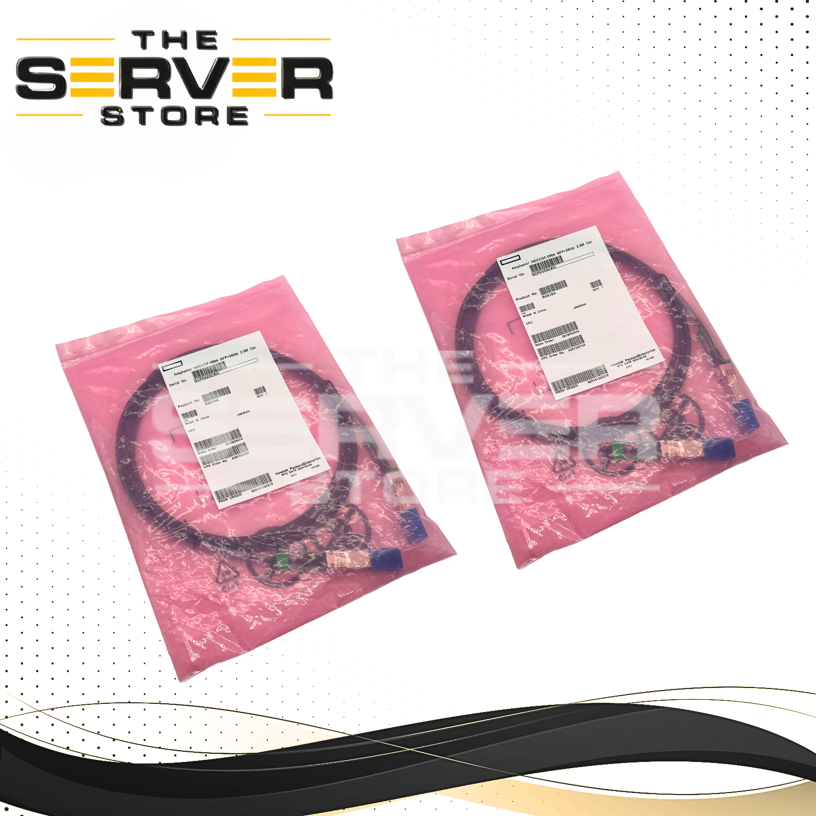 (LOT OF 2) Amphenol SFP+28Gb 2.5m(8.2ft) Passive Assembly Cable NDCCGF-0004