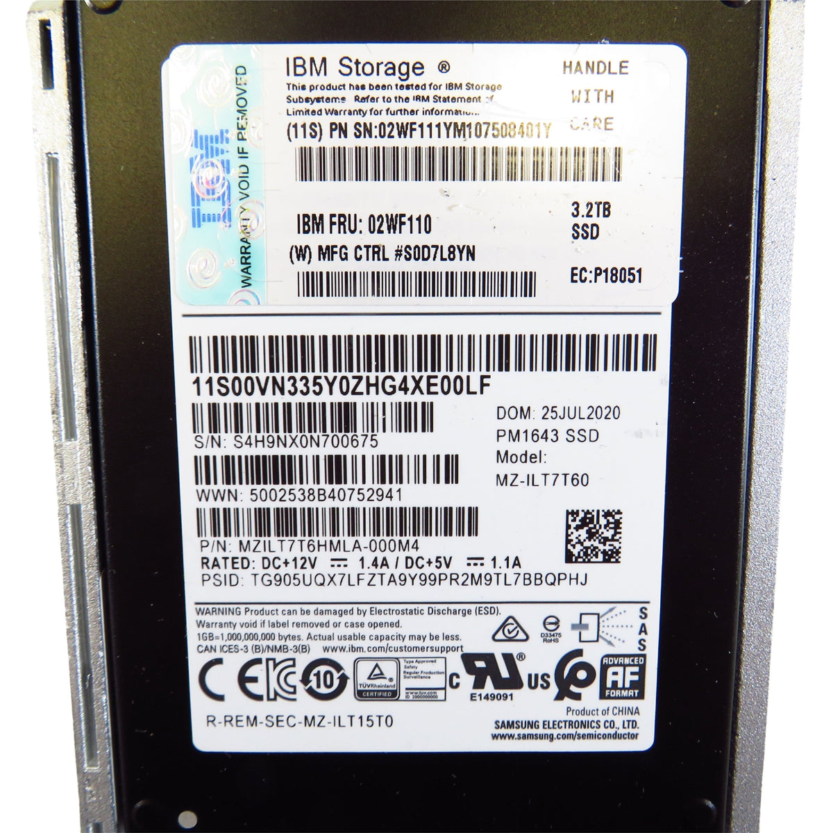 IBM 02WF110 V3C2 3.2TB 2.5" SAS 12Gbps SSD Solid State Drive (Refurbished)