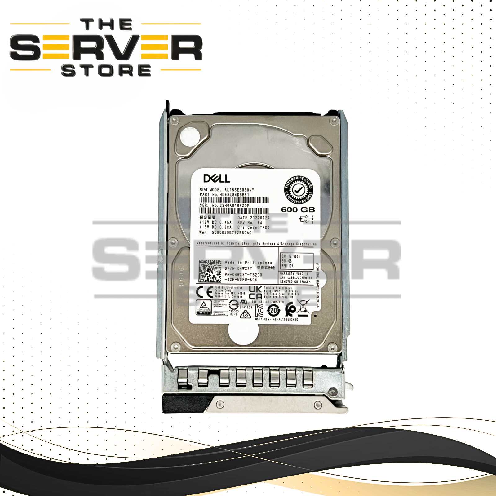 Dell 600GB SAS 12G 10K SFF 2.5" HDD Toshiba AL15SEB Series 04WX8Y 4WX8Y