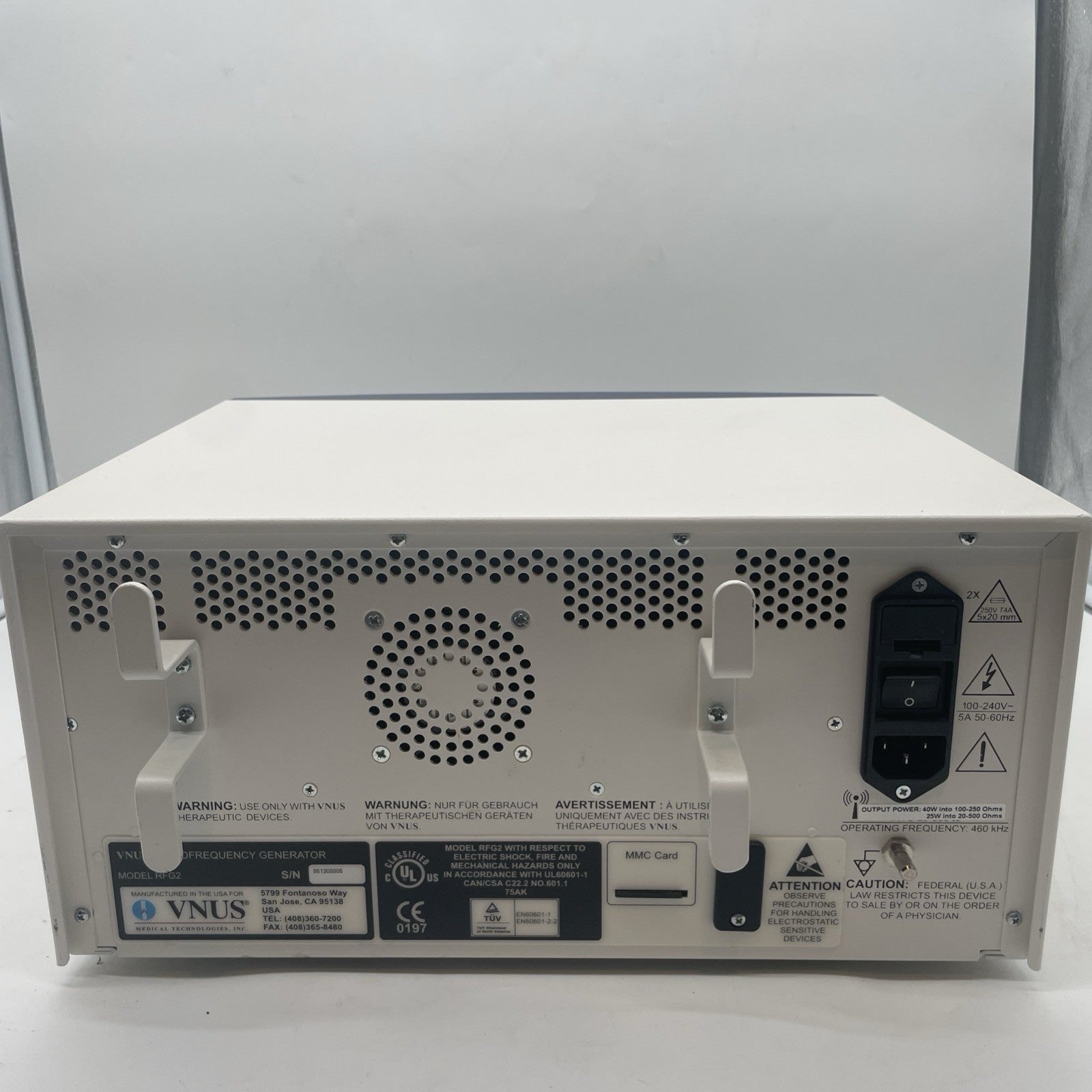 VNUS RFG2 Radio Frequency Generator ESU 30 Warranty