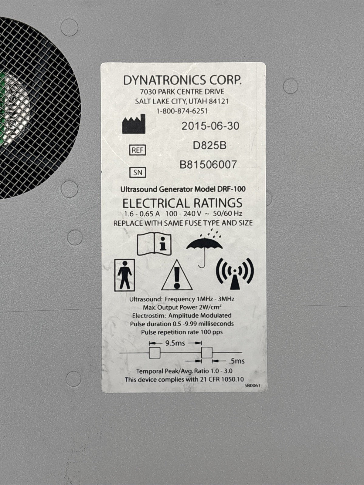 Dynatronics 825 Ultrasound Generator (DRF-100) w/ Accessories — 30 Day Warranty!