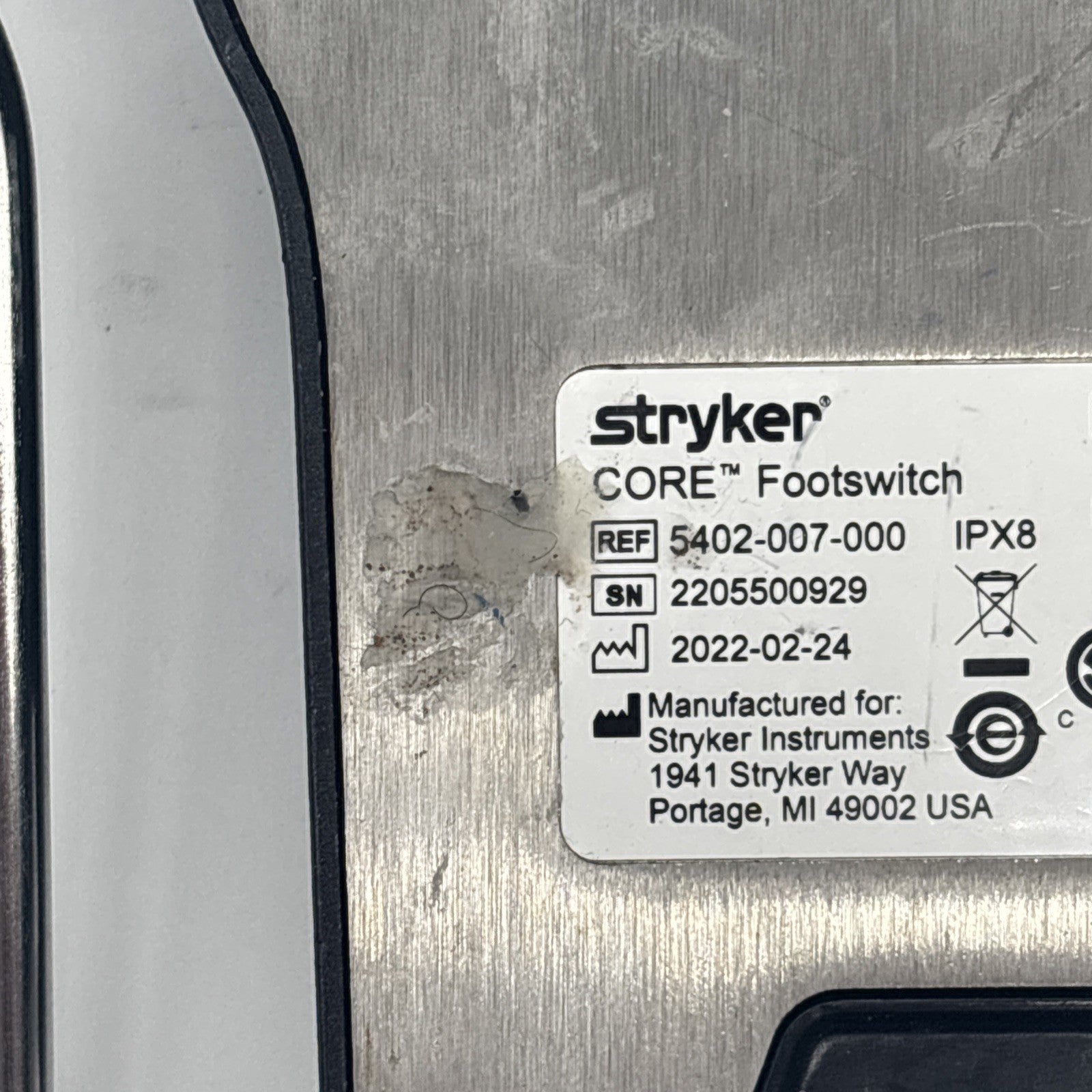 Stryker Core Footswitch (REF: 5402-007-000) — 30 Day Warranty!