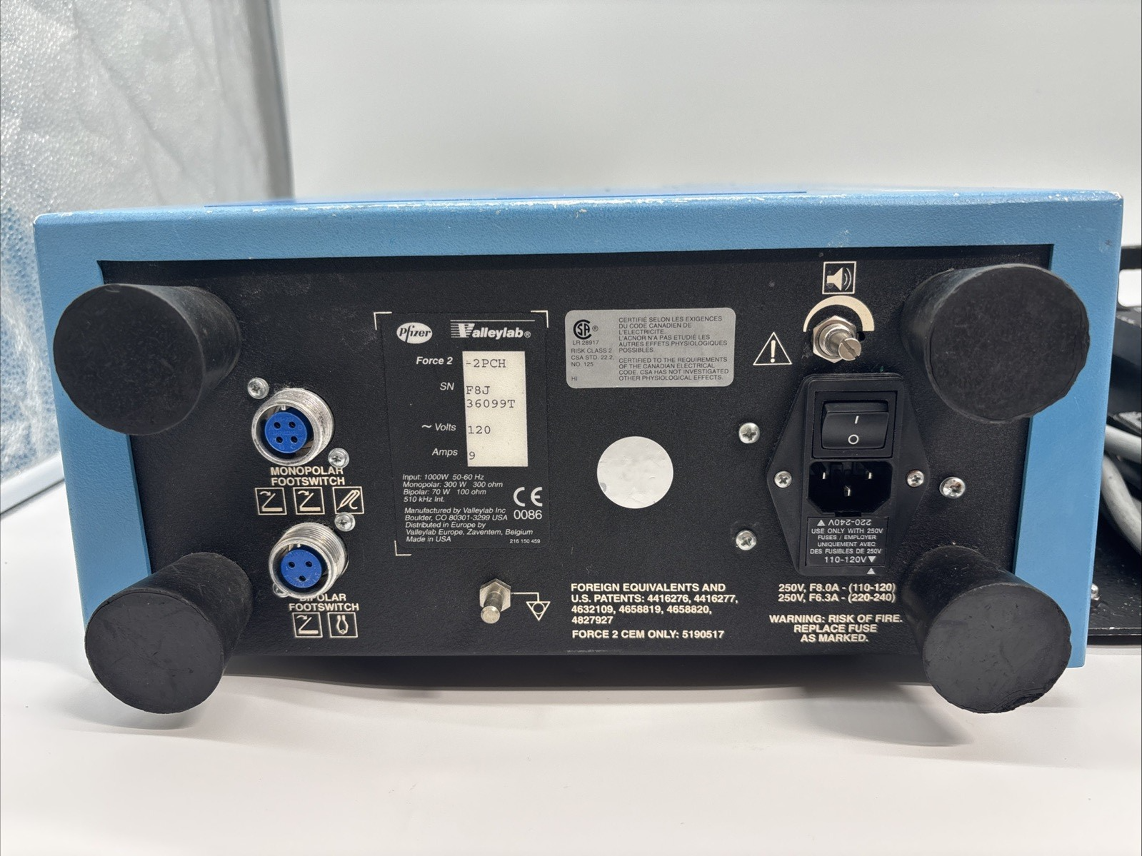 Pfizer Valleylab Force 2 (2PCH) ESU W Footpedal 30 Day Warranty!