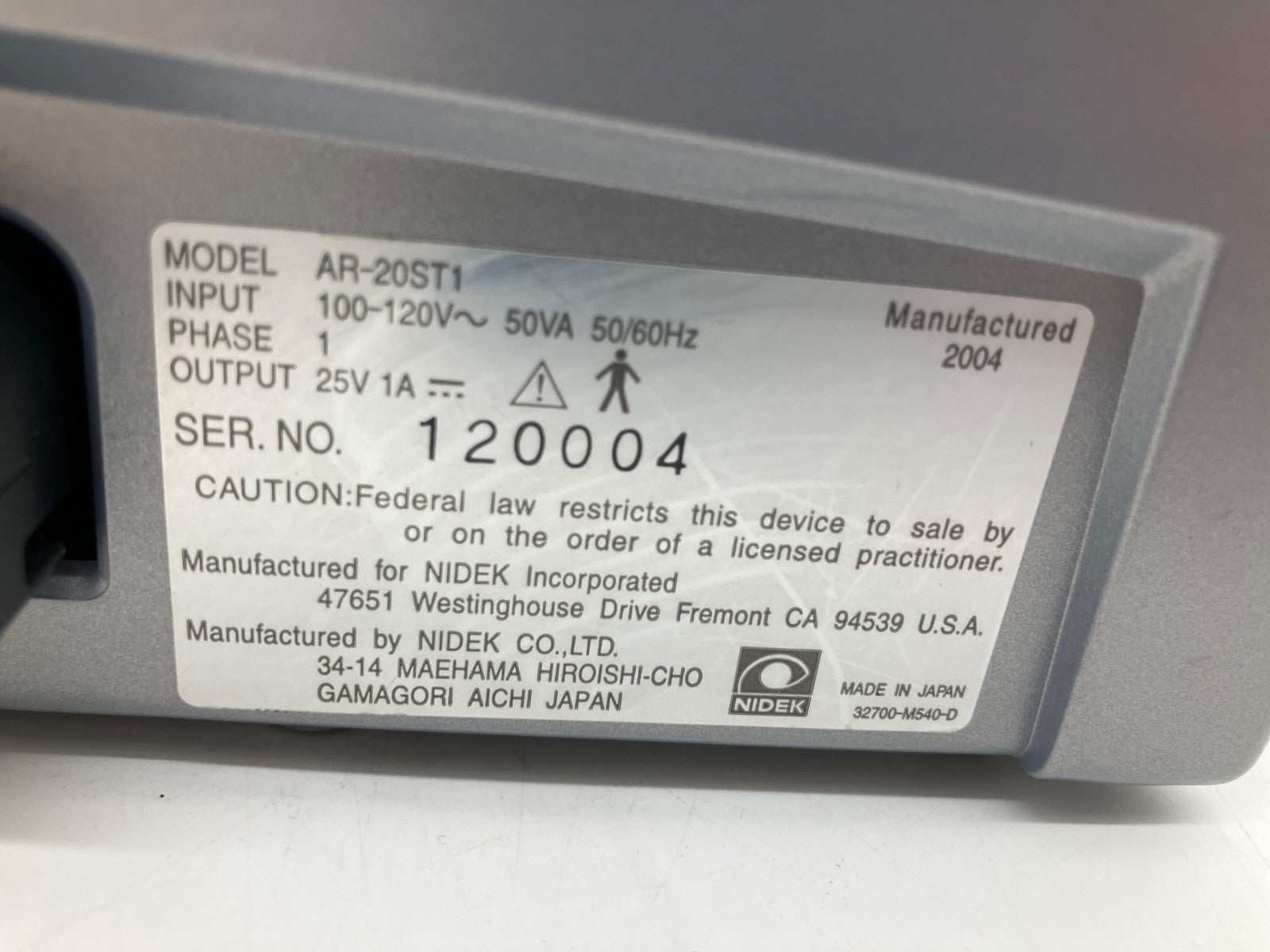 Nidek AR-20 ST1 Autorefractor  With Printer 30 Day Warranty!
