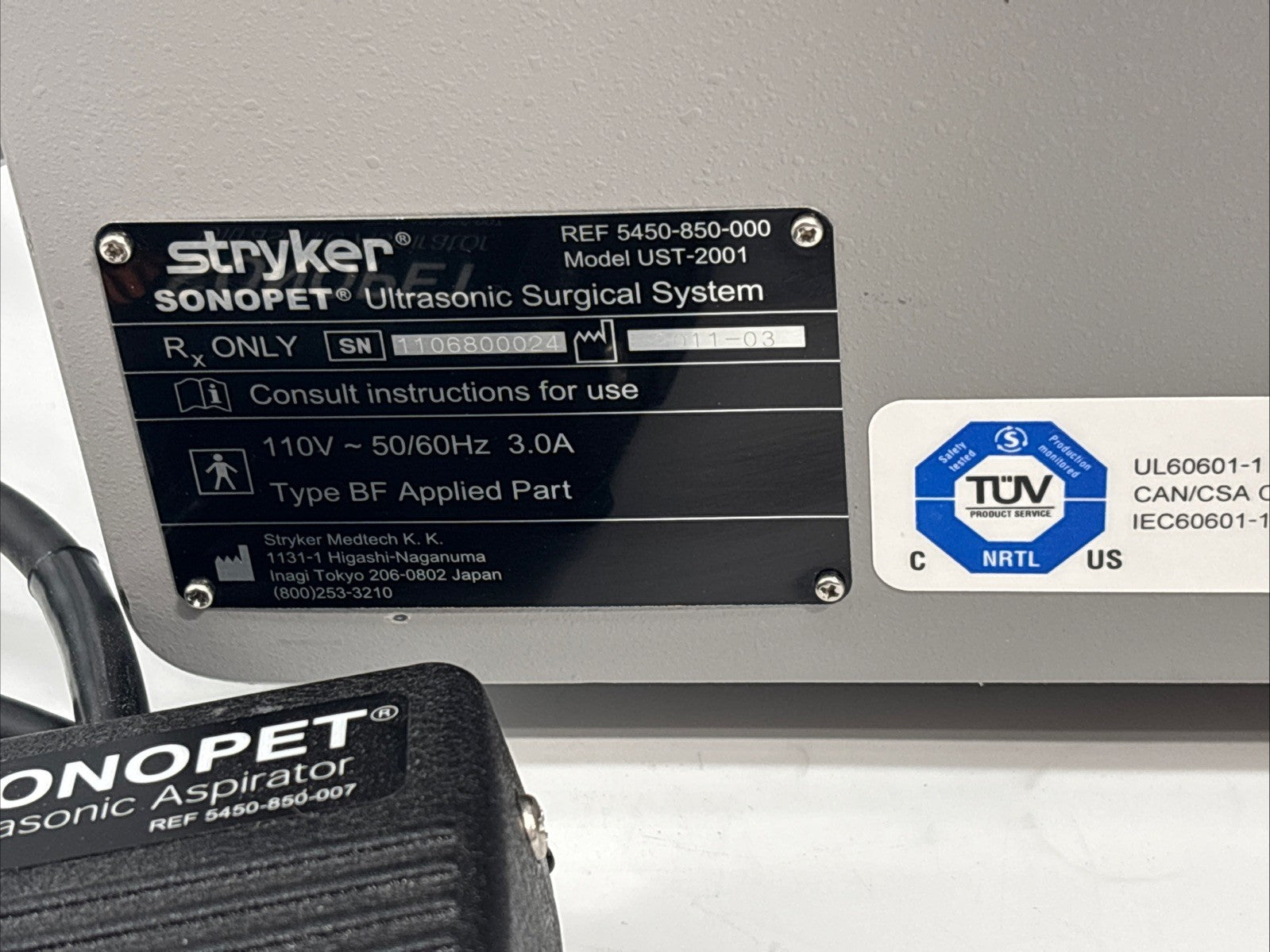 Tested: Stryker Sonopet Ultrasonic Surgical System W/ Handpiece + Footswitch