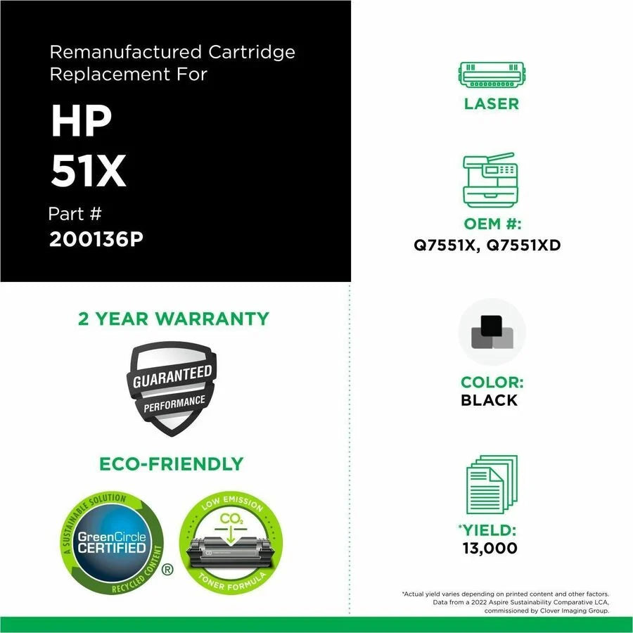 Clover Imaging Remanufactured High Yield Toner Cartridge for HP 51X (Q7551X)