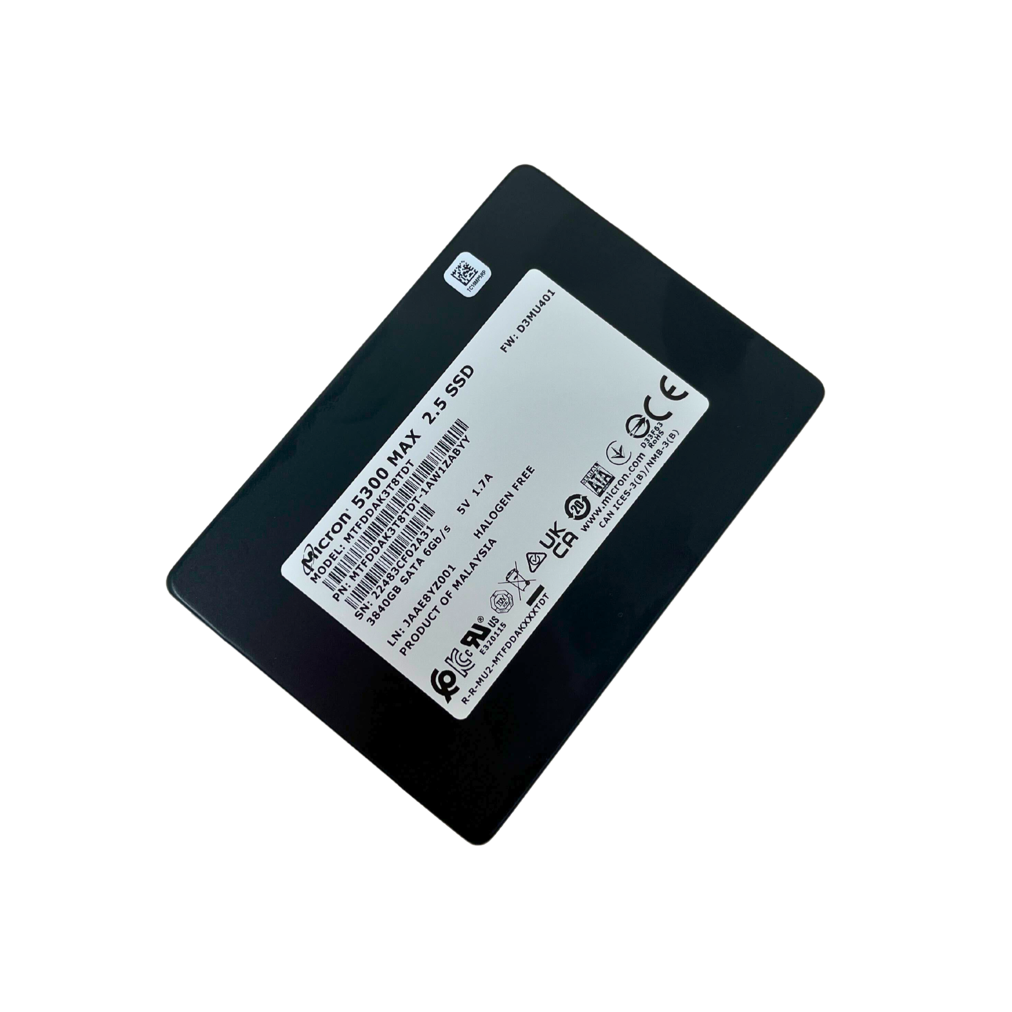 Micron 3.84TB SATA 6G MU 2.5" SSD 5300 MAX MTFDDAK3T8TDT-1AW1ZABYY MTFDDAK3T8TDT