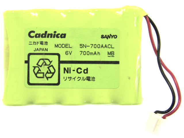 Sanyo Cadnica 5N-700AACL 6V 700mAh Ni-Cd Rechargeable Battery Pack