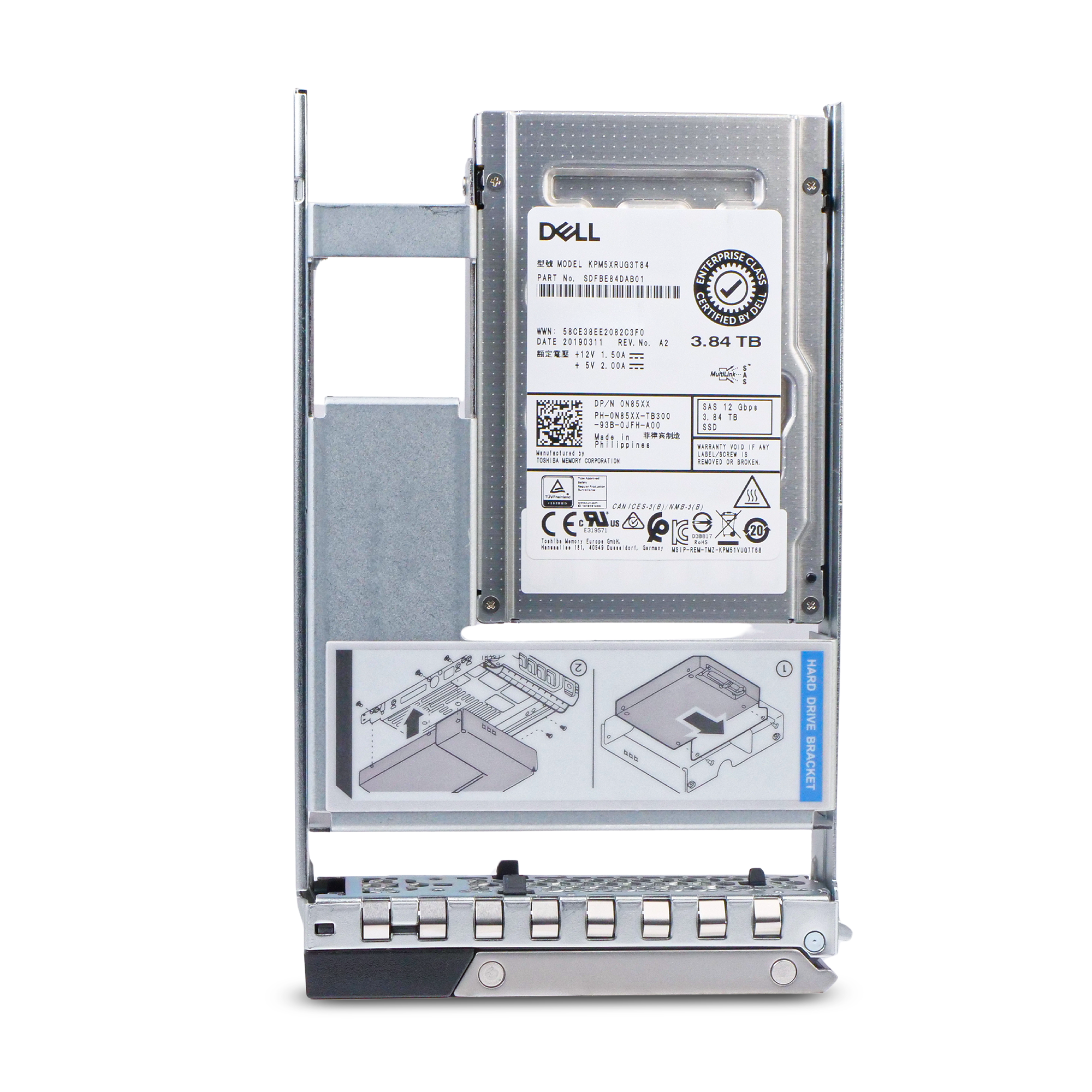 Dell G14 TDN6V 3.84TB 1 DWPD SAS 12Gb/s Read Intensive 3D TLC Hybrid 3.5in Refurbished SSD