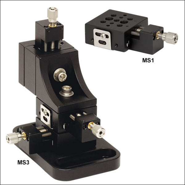 TH-MS1-M - 6.4 mm Travel Single-Axis Translation Stage with End-Mounted Adjuster Screw, M4 Taps