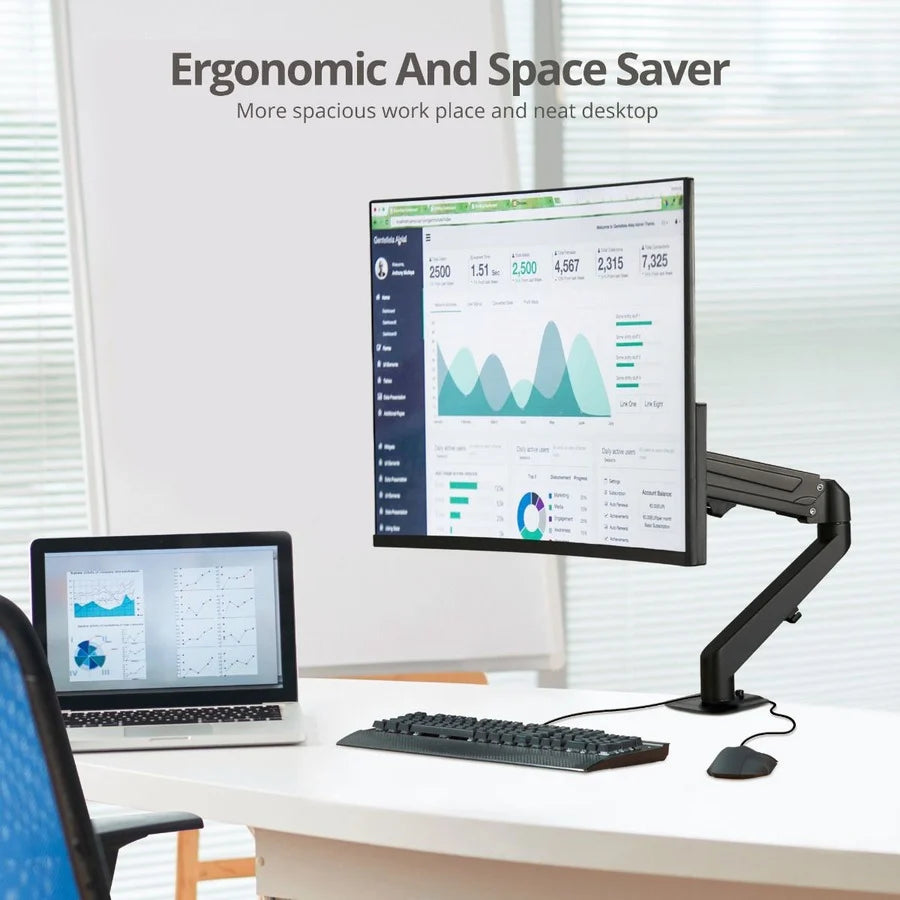 SIIG Single Gas Spring C-Clamp Monitor Desk Mount - 17" to 27"