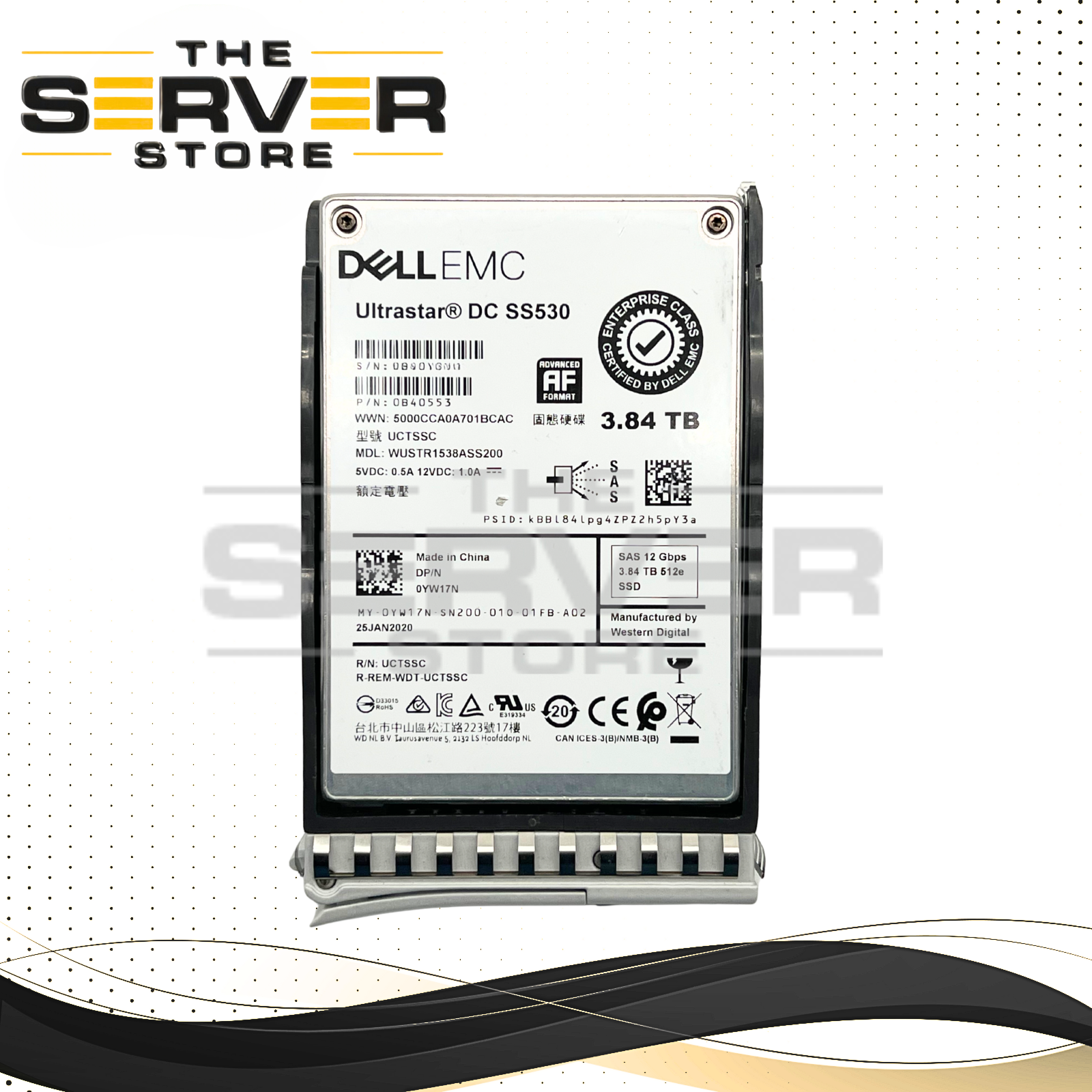 (New Open Box) Western Digital (WD) 3.84TB SAS 12G RI 2.5" SSD DC SS530 Series WUSTR1538ASS200 for Cisco UCS C-Series Servers with Tray