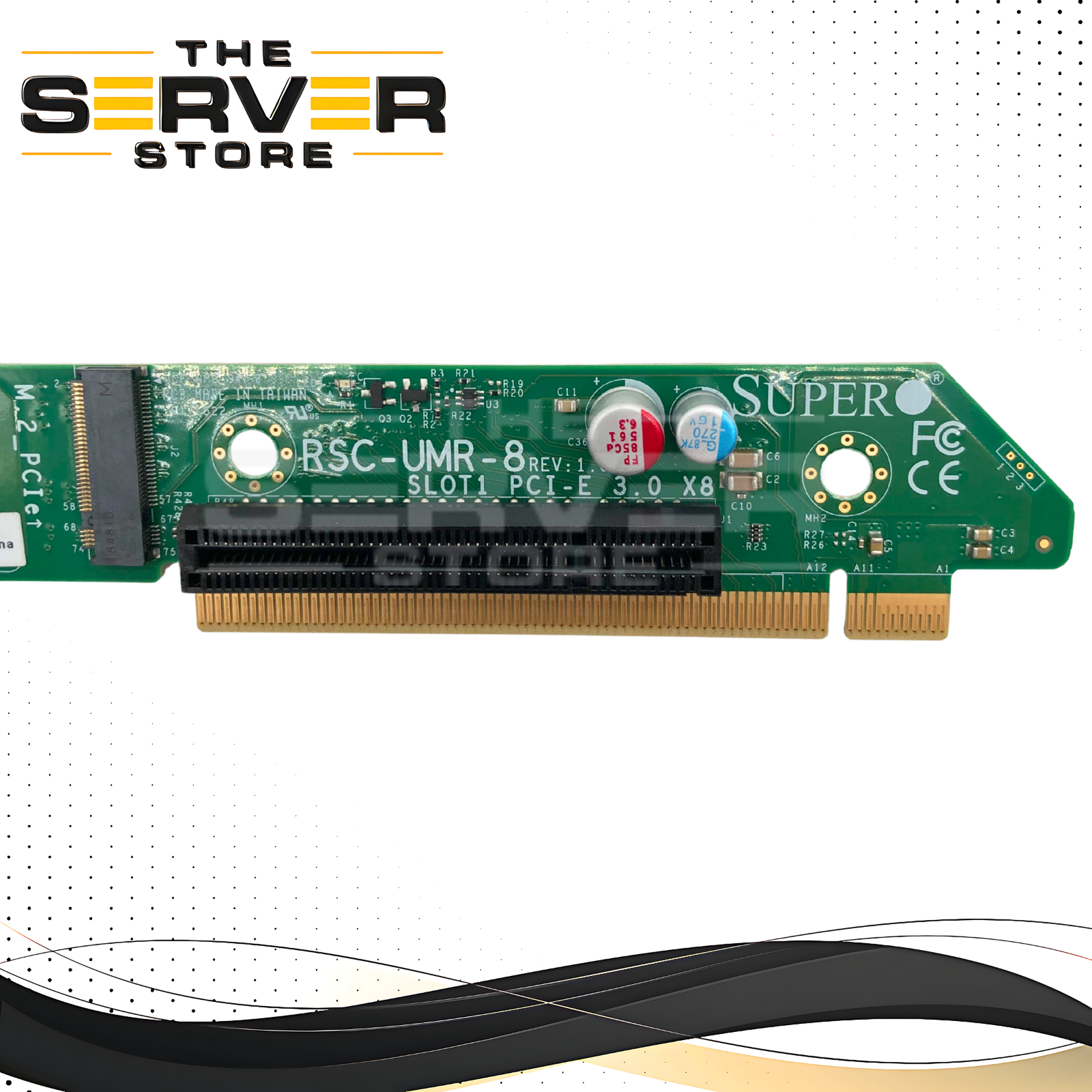 Supermicro 1U Ultra Right-Hand Side (RHS) Slot 1 Riser Card Assembly with 1x PCIe 3.0 x8 and 2x M.2 SATA Slots. P/N: RSC-UMR-8.