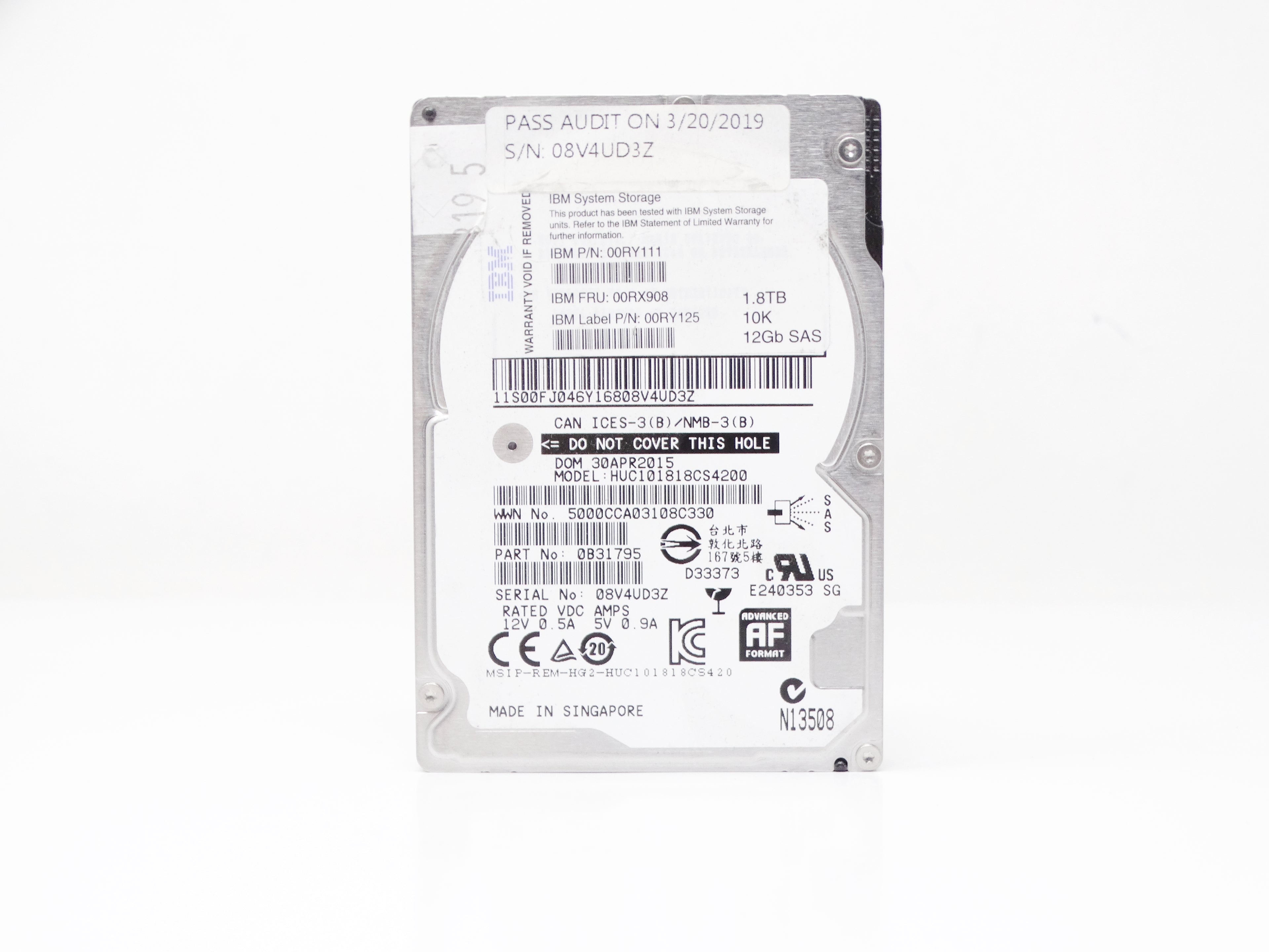 IBM 1.8TB 10K 12Gbps SAS 2.5'' HDD Hard Drive (CGKW9)