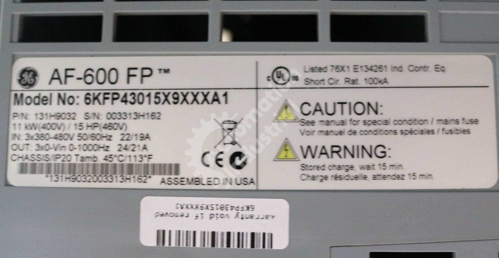 6KFP43015X9XXXA1 by GE 15HP 460V AC Drive AF-600 FP