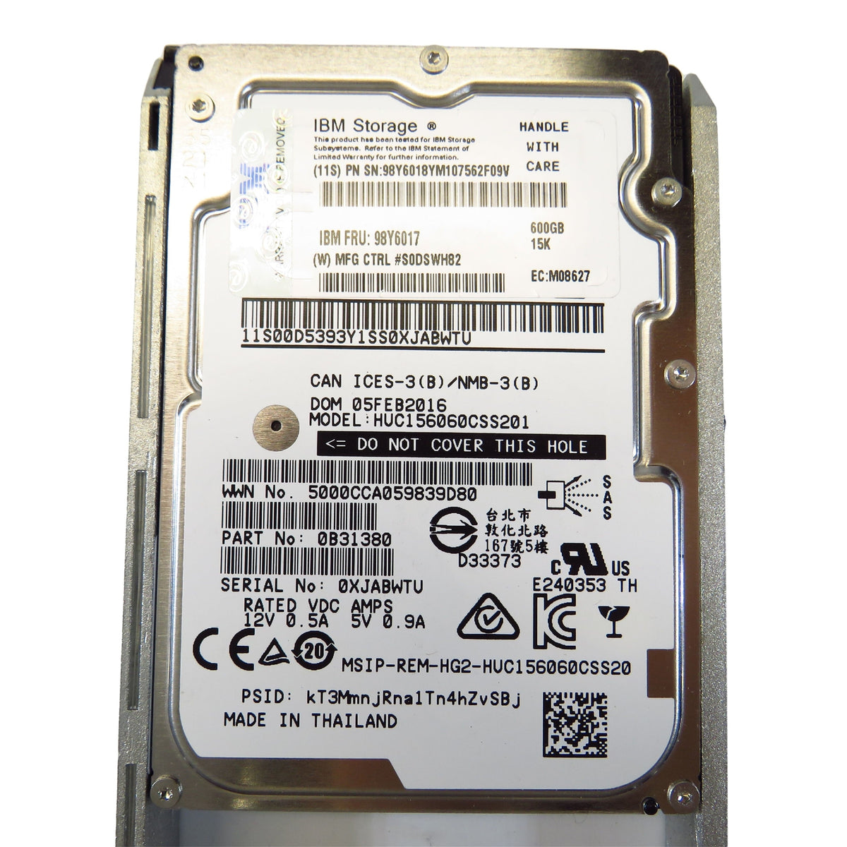 IBM 98Y6017 600GB 15K RPM 2.5" SAS 6Gbps SED HDD Hard Drive (Refurbished)