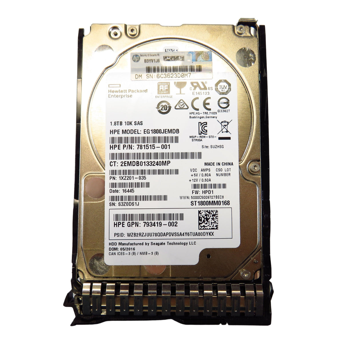 HP 872738-001 1.8TB 10K RPM 2.5" SAS 12Gbps 512E SC DS HDD Hard Drive (Refurbished)
